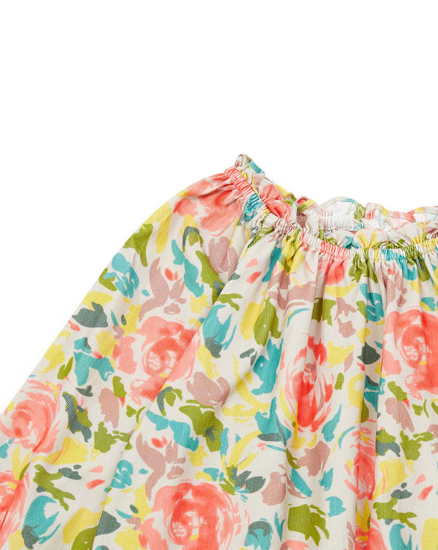 Dress - Long mini sleeves Velvet "Painted flower" - Image alternative