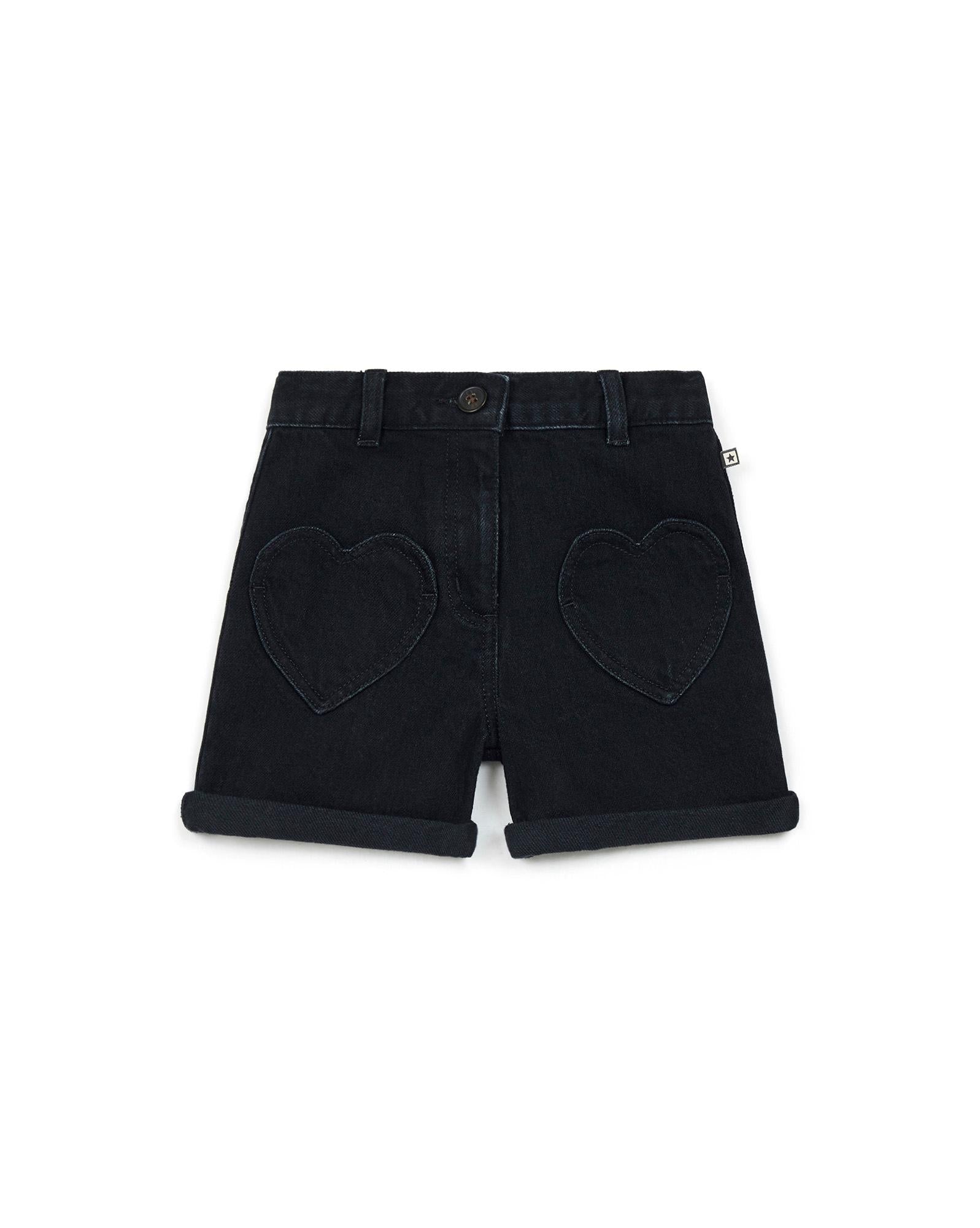 Short noir en denim fille