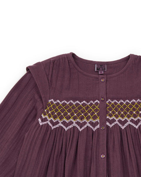 Blouse - plastron smocké fille - Image principale