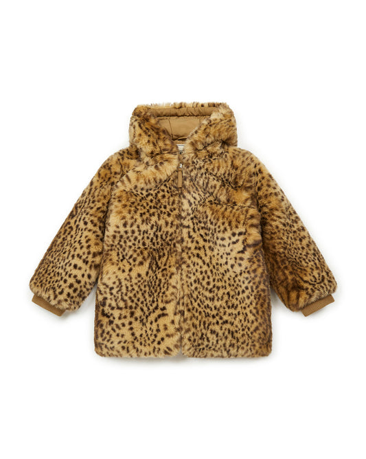 Manteau fourrure imprimé léopard fille
