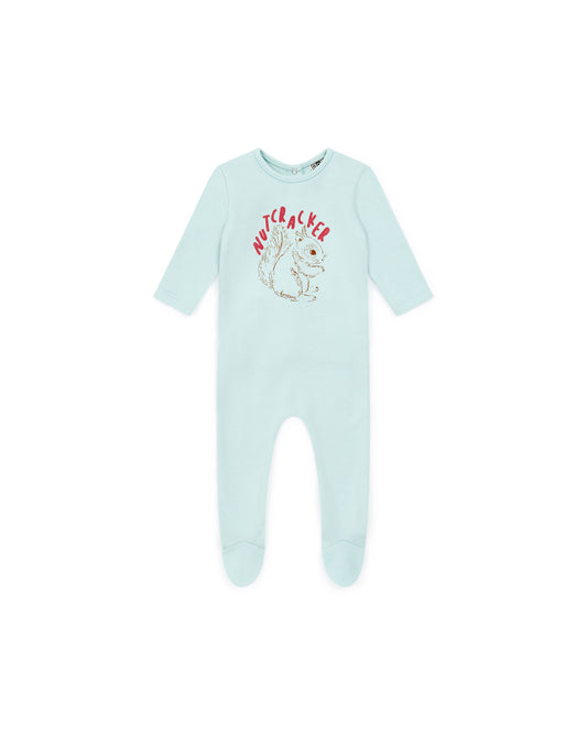 Pyjama bleu imprimé écureuil 100% coton bio bébé
