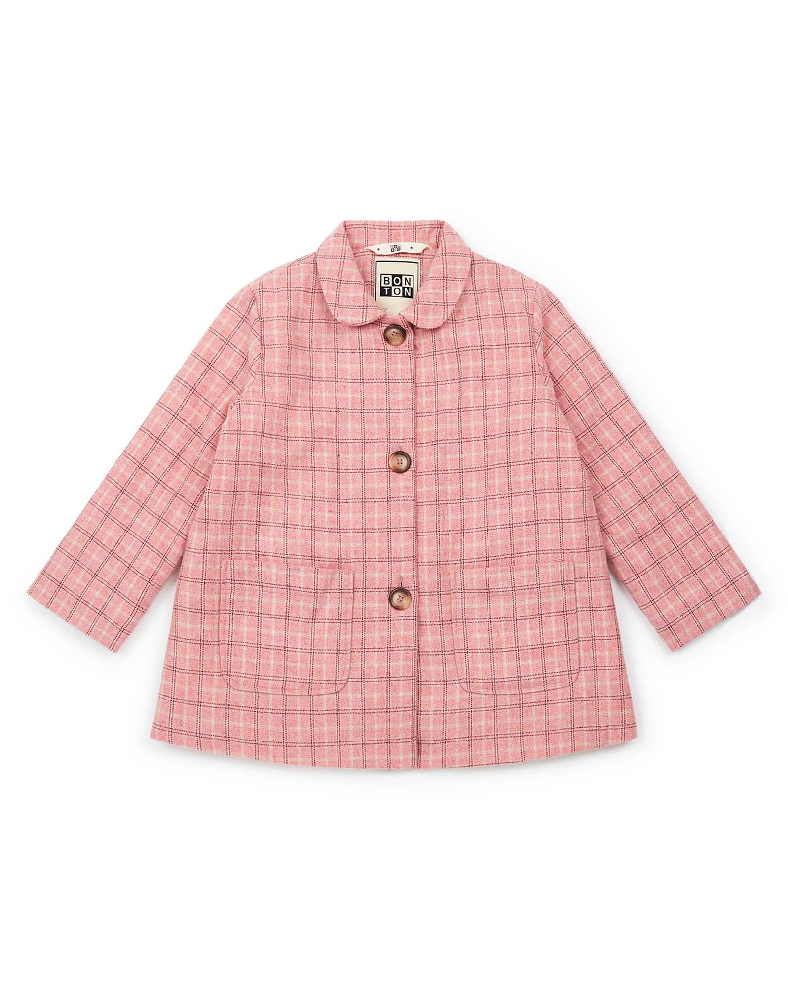 Manteau fille drap de laine carreaux
