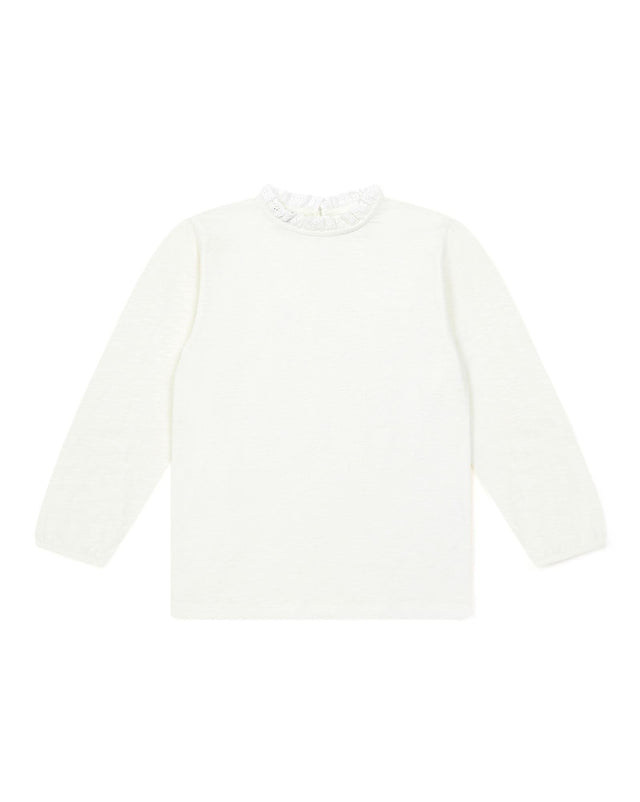 T -shirt - Collar has Lace long sleeves Girl 100% Organic cotton - Image principale