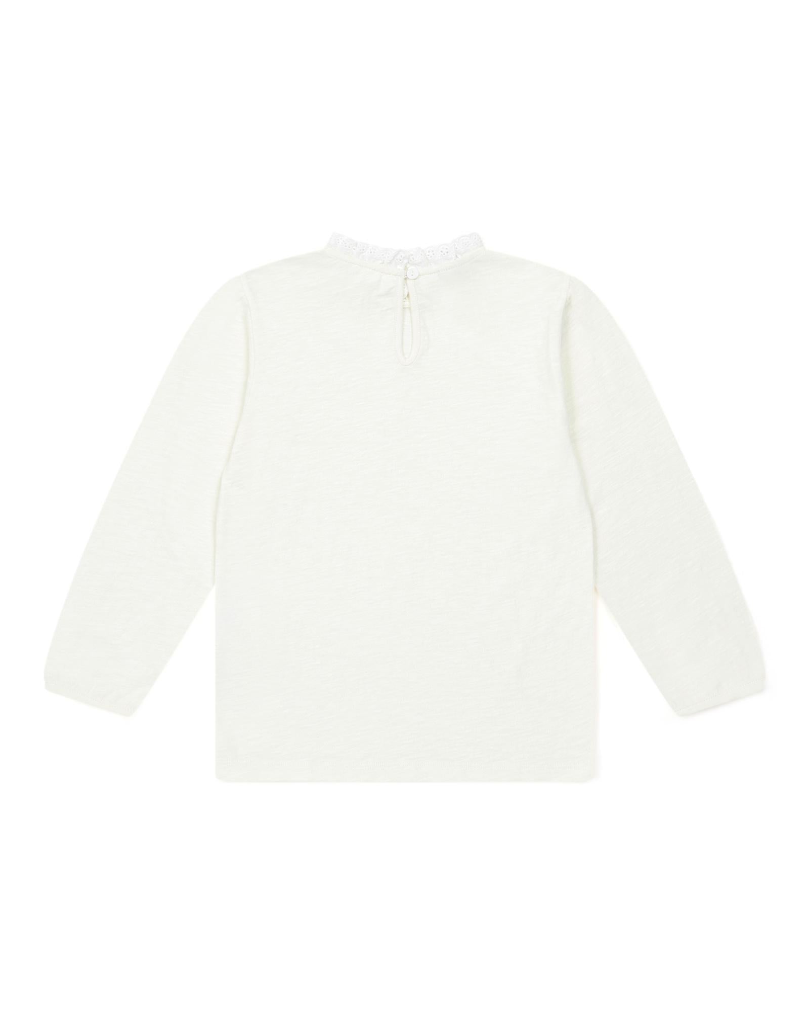 T-shirt col à dentelle manches longues fille 100% coton bio