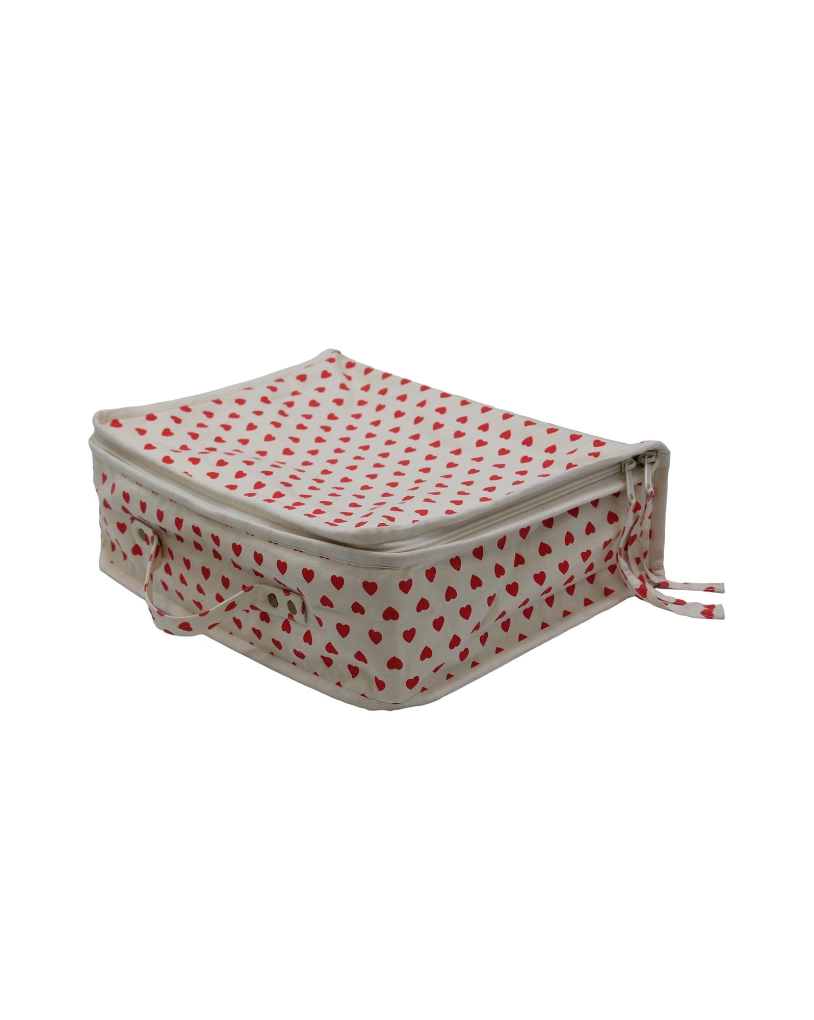 Sac valisette cœur rouge en toile 100% coton