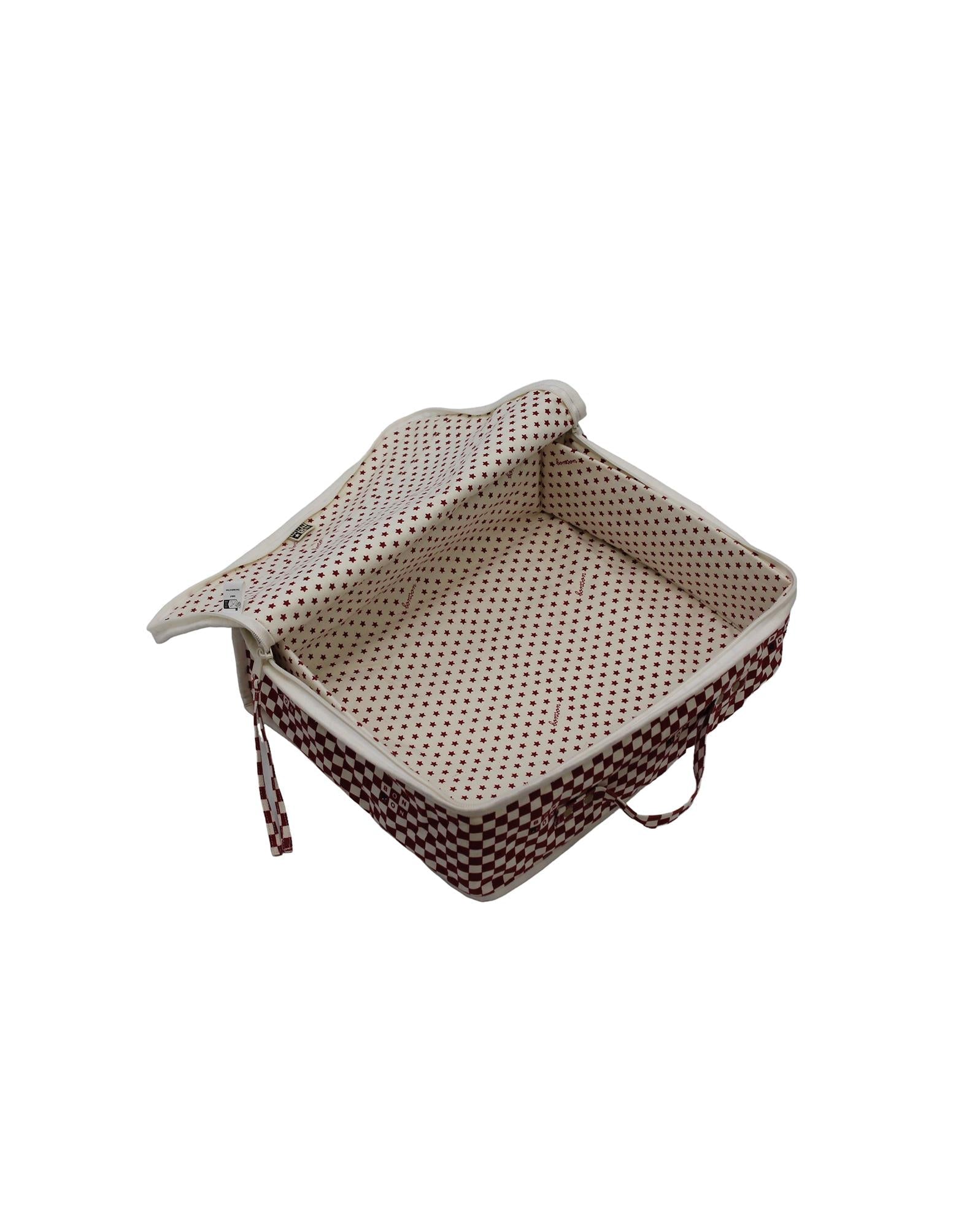 Sac valisette damier rouge en toile 100% coton