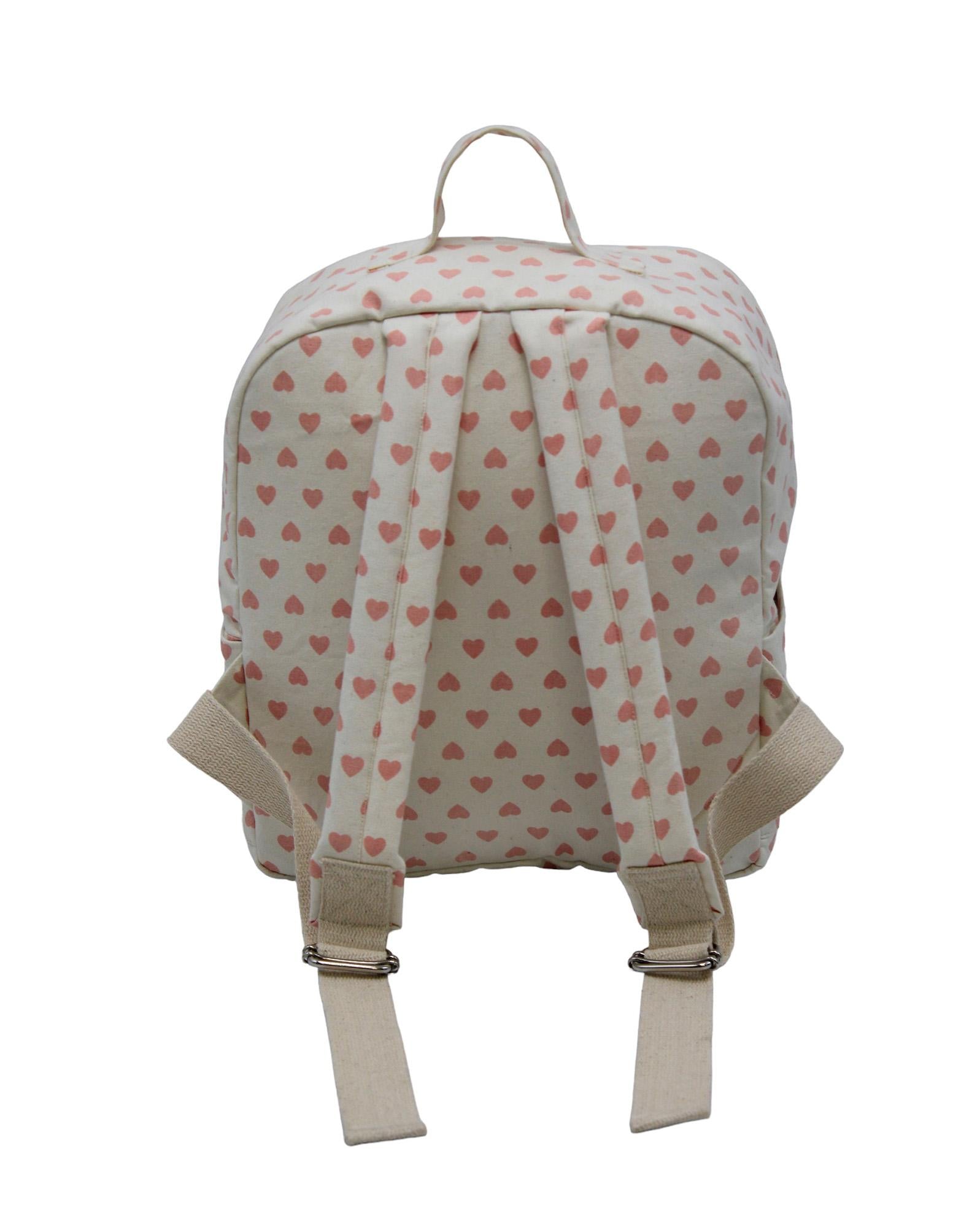 Sac à dos cœur rose en toile 100% coton