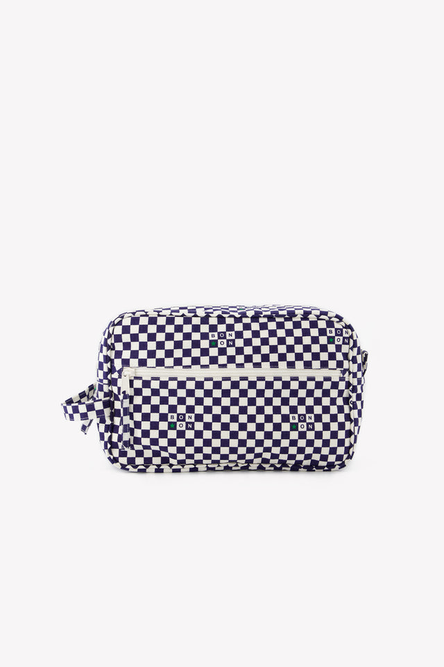 Kiss - Large Damier model Blue In 100% cotton canvas - Image principale