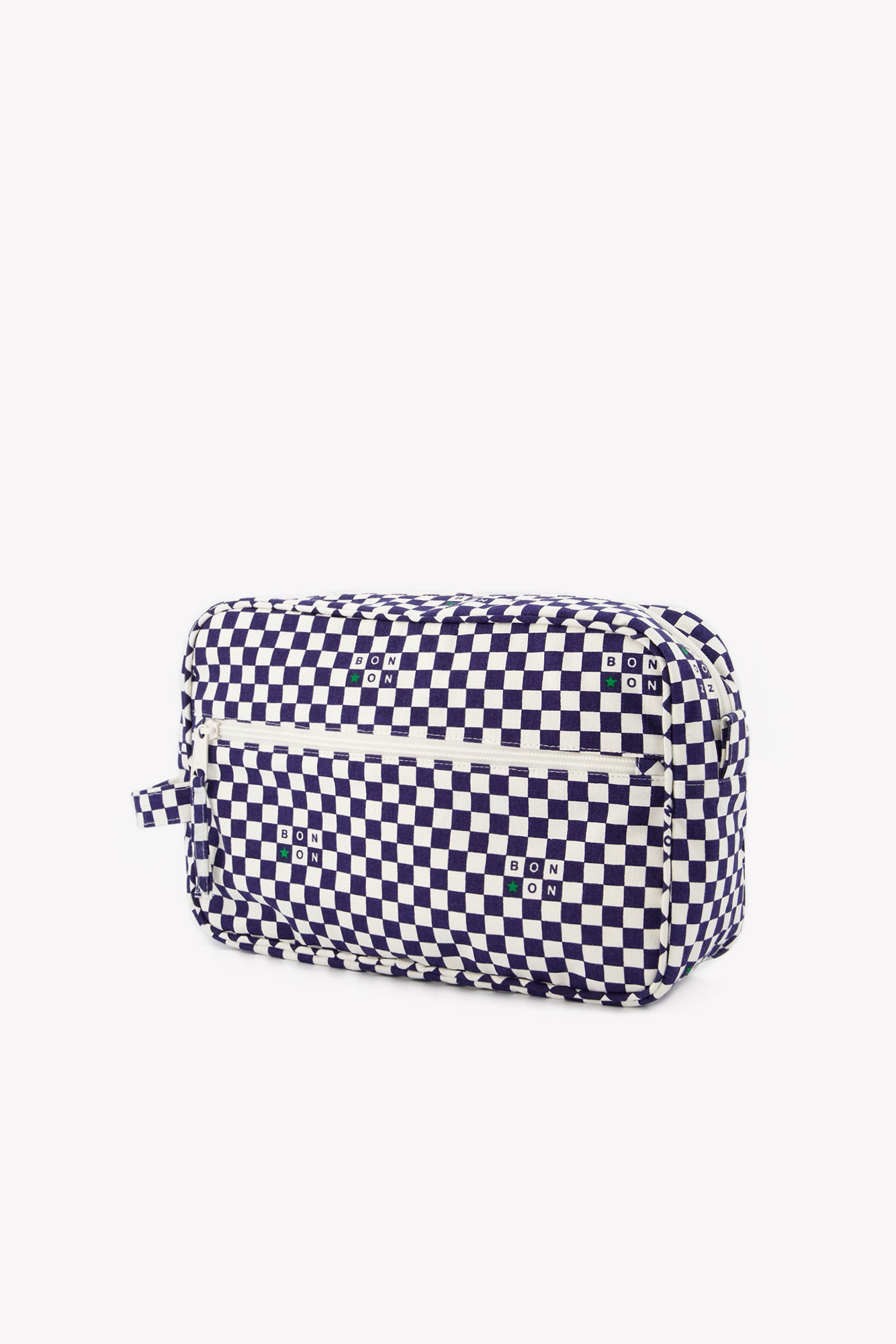 Pochette grand modèle damier bleu en toile 100% coton