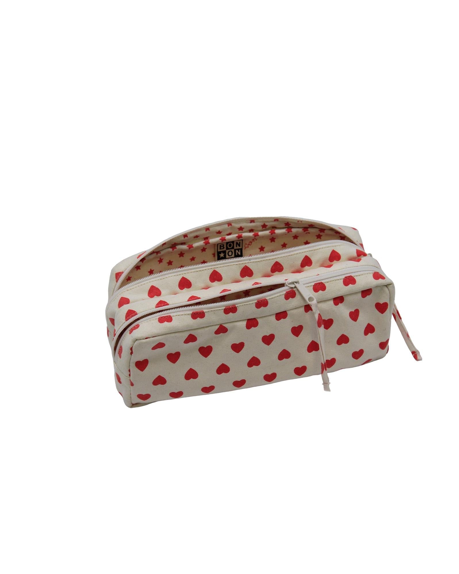 Trousse damier rouge en toile 100% coton