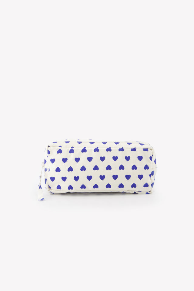 Trousse - cœur bleu en toile 100% coton - Image principale