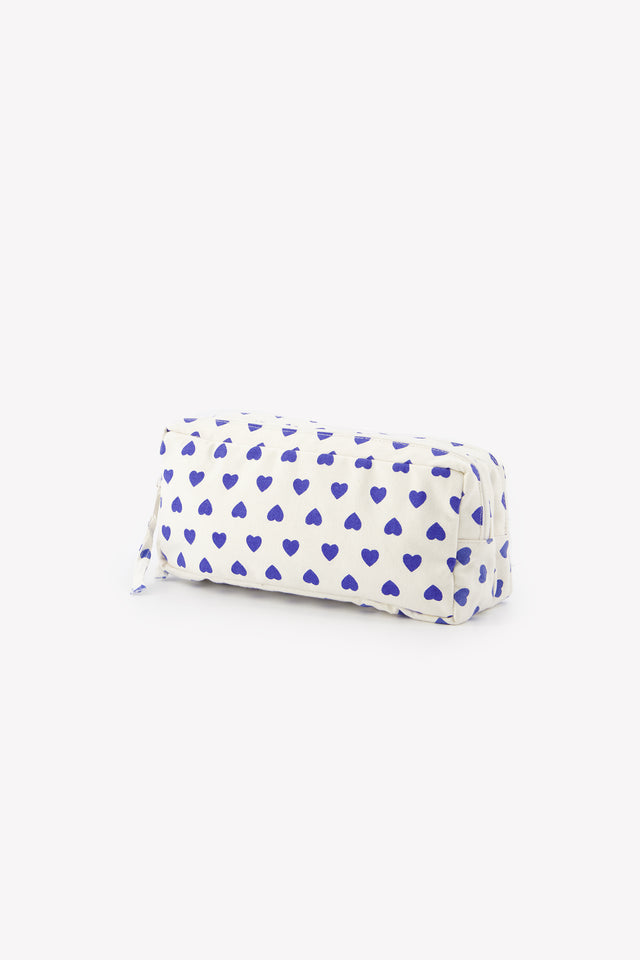 Trousse - cœur bleu en toile 100% coton - Image alternative