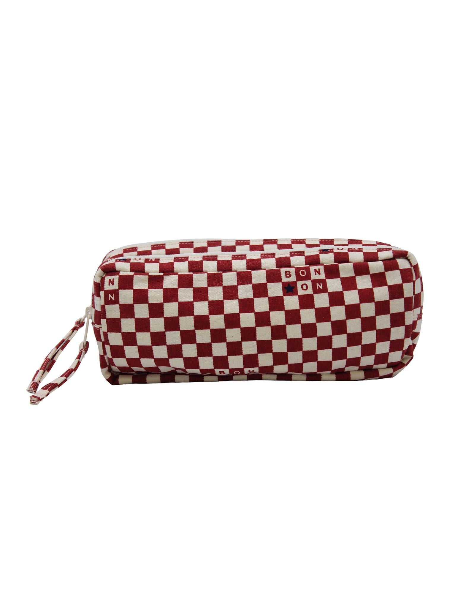 Trousse cœur rouge en toile 100% coton