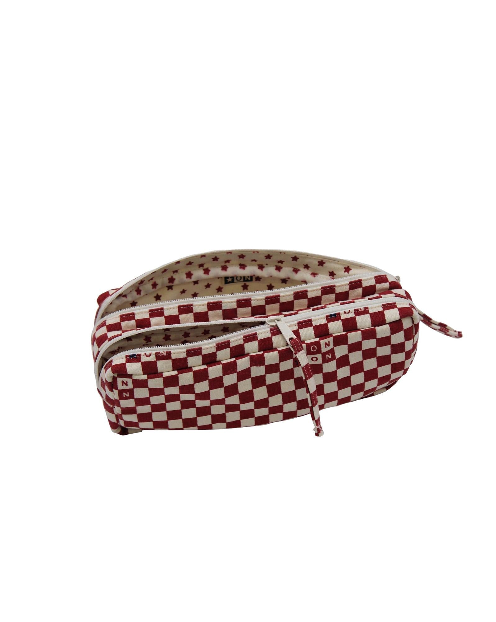 Trousse cœur rouge en toile 100% coton