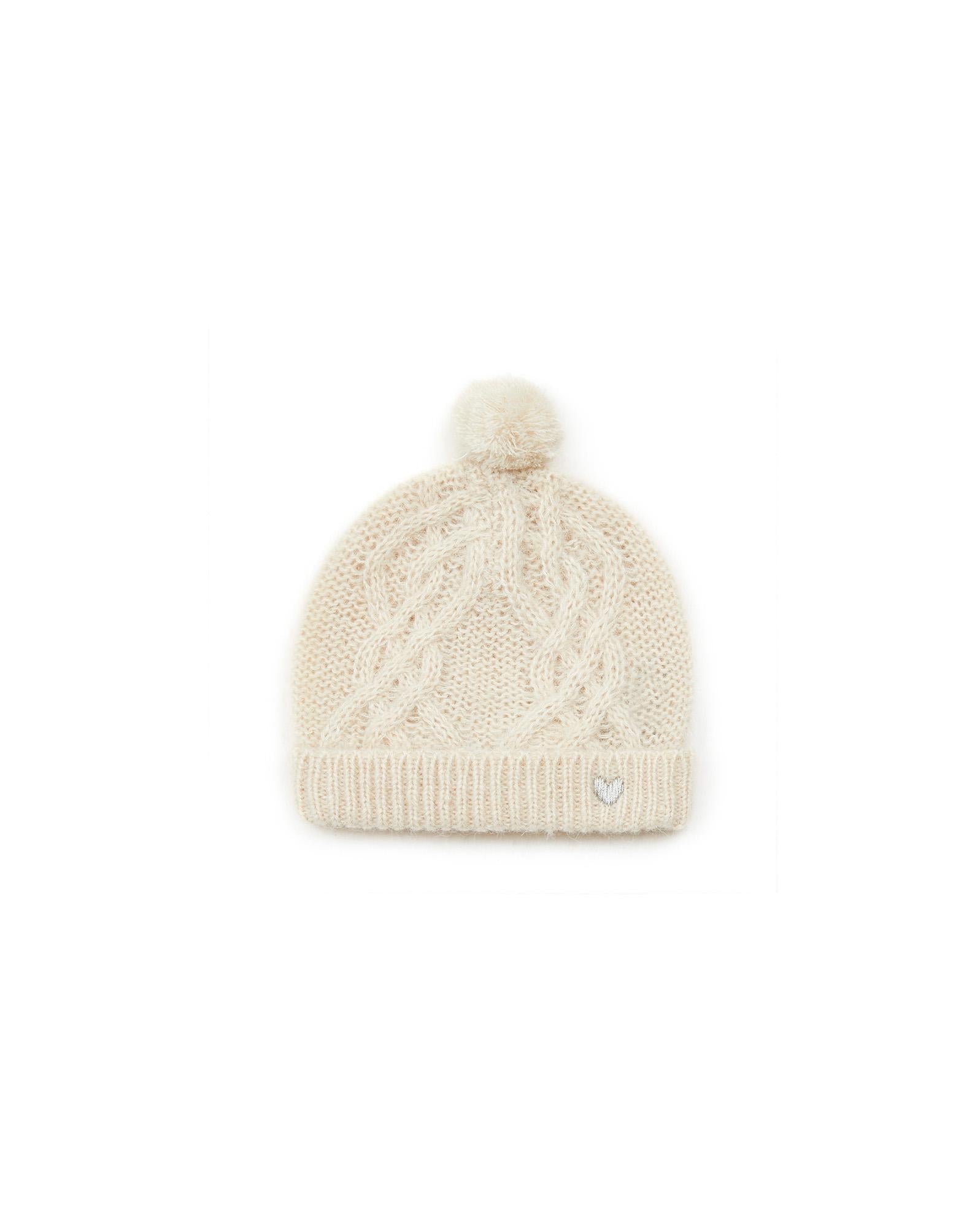 Bonnet Pompon beige Bébé en maille