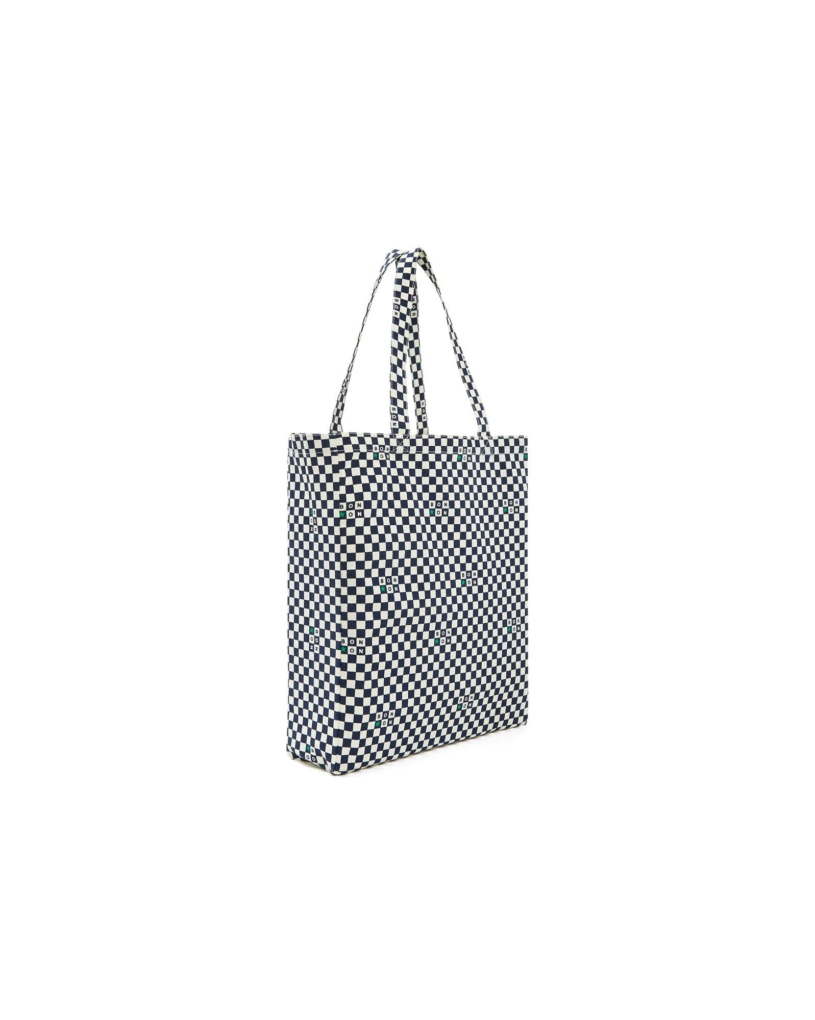 Moyen Cabas Amy bleu Damier
