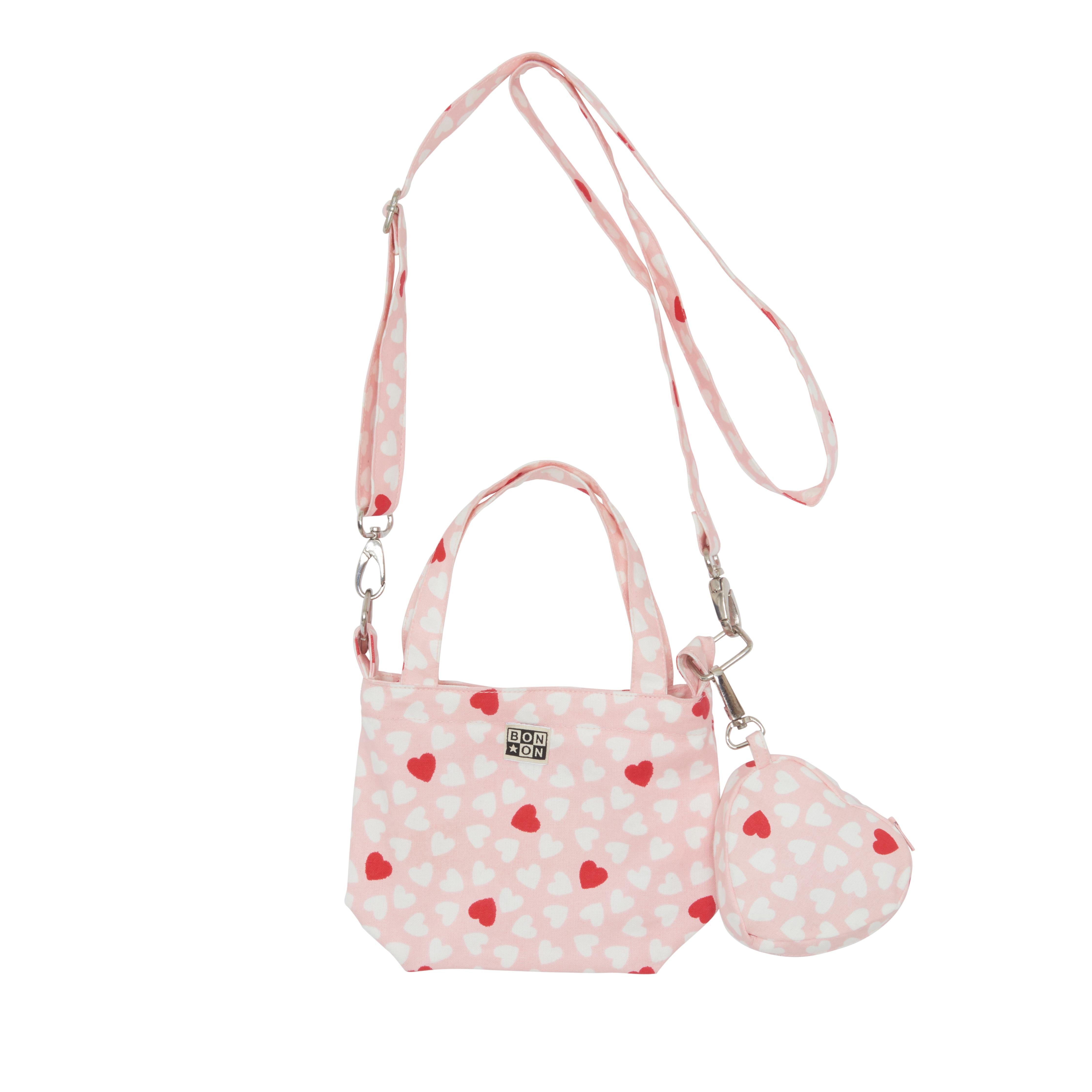 Petit sac Chloé cœur rose en toile 100% coton