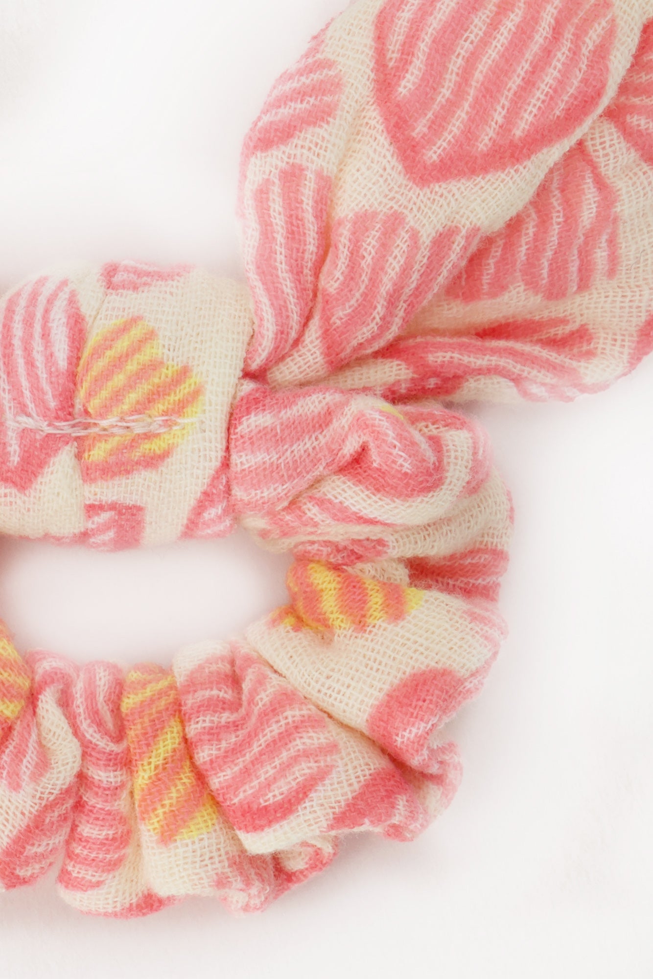 Chouchou - noeud rose gaze de coton
