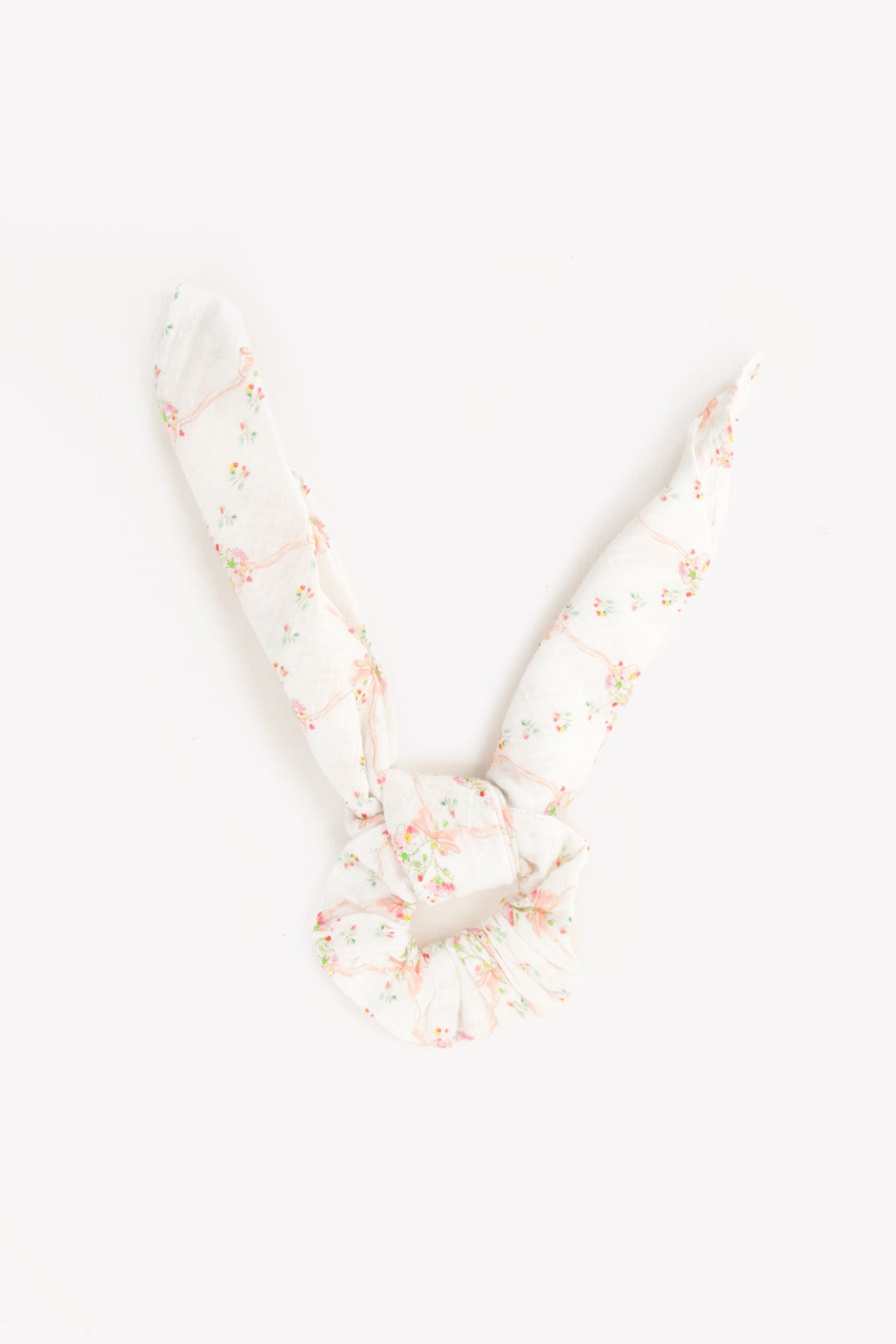 Chouchou - long rose voile façonné imprimé Antoinette