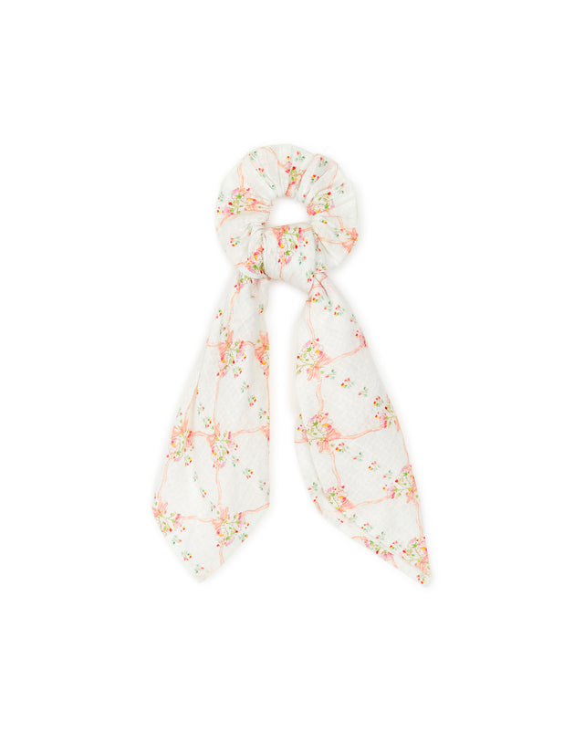 Chouchou - long rose voile façonné imprimé Antoinette - Image principale