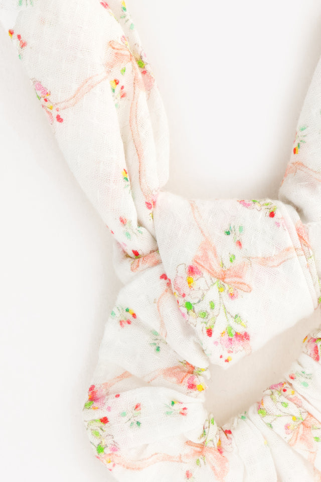 Chouchou - long rose voile façonné imprimé Antoinette - Image alternative