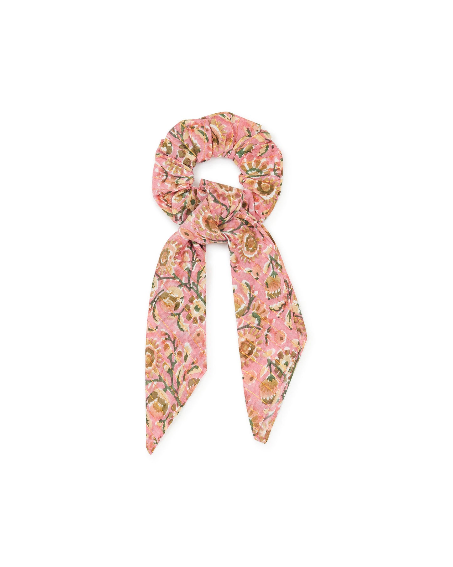 Scrunchie - Long Pink Lurex cotton sail