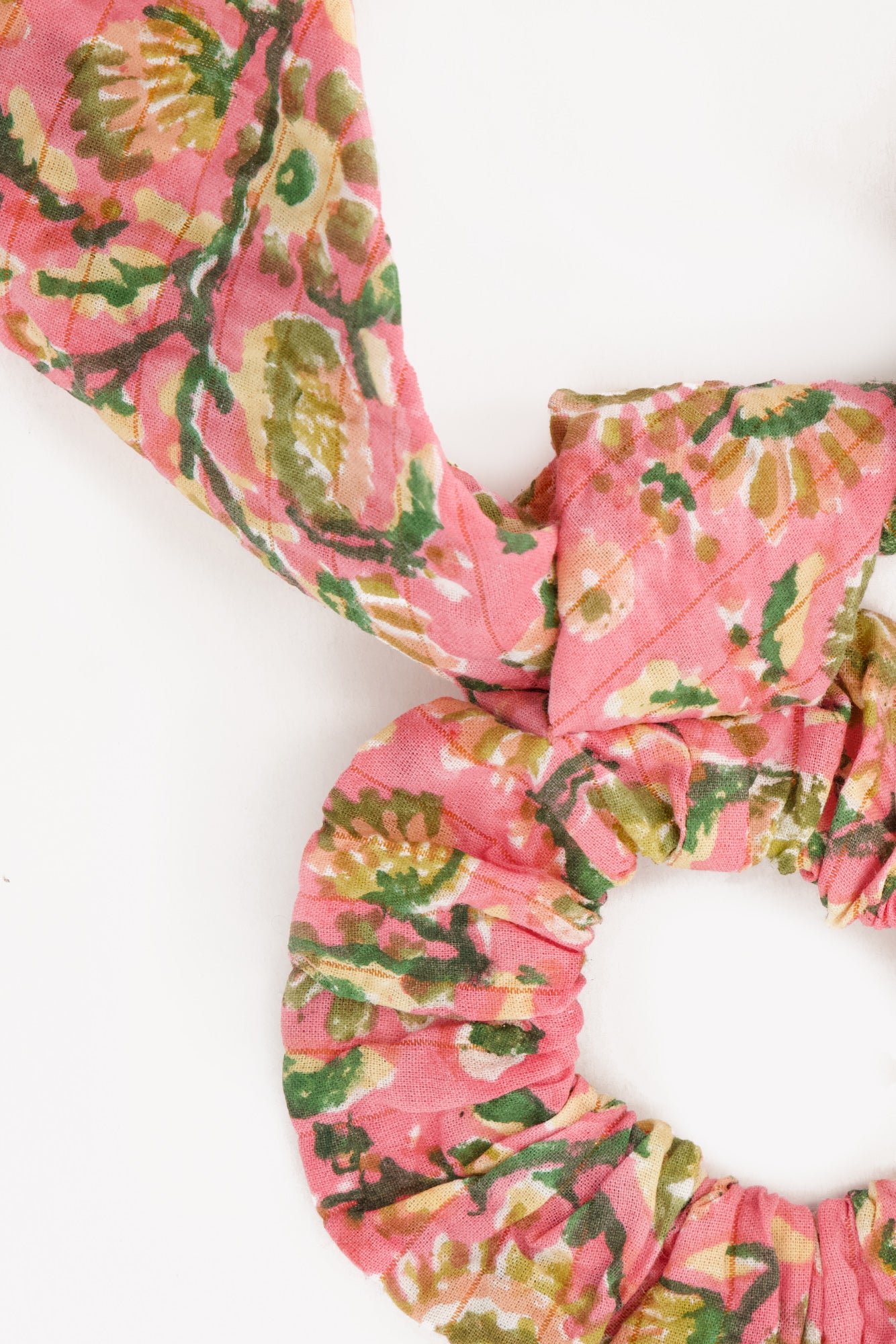 Scrunchie - Long Pink Lurex cotton sail