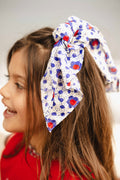 Scrunchie - Long Blue Cotton sail shaped Print Earthenware