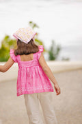 Top - Elisa rose voile de coton rayures elo