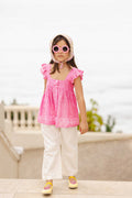 Top - Elisa rose voile de coton rayures elo