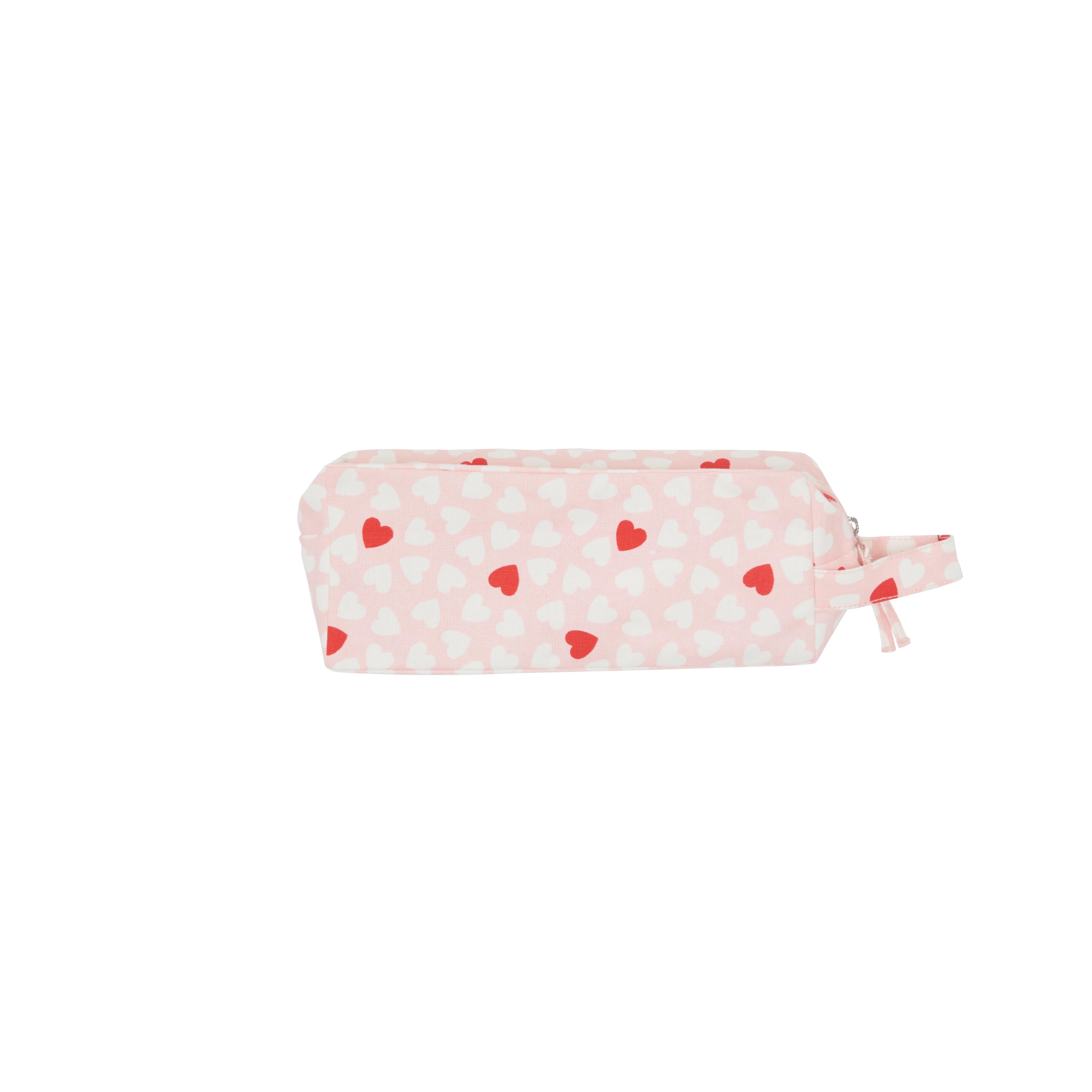 Trousse cœur rose multicolore en toile 100% coton