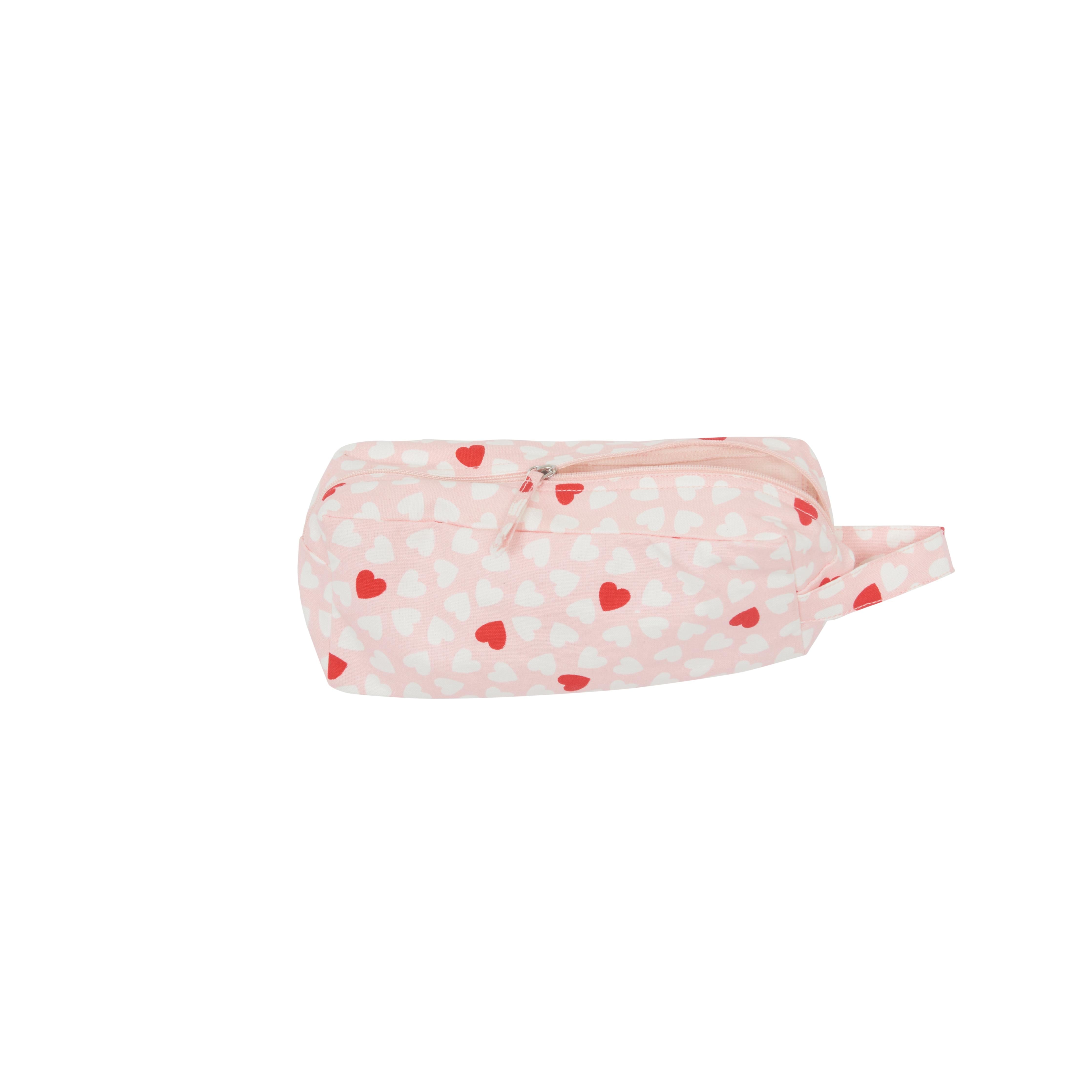 Trousse cœur rose multicolore en toile 100% coton