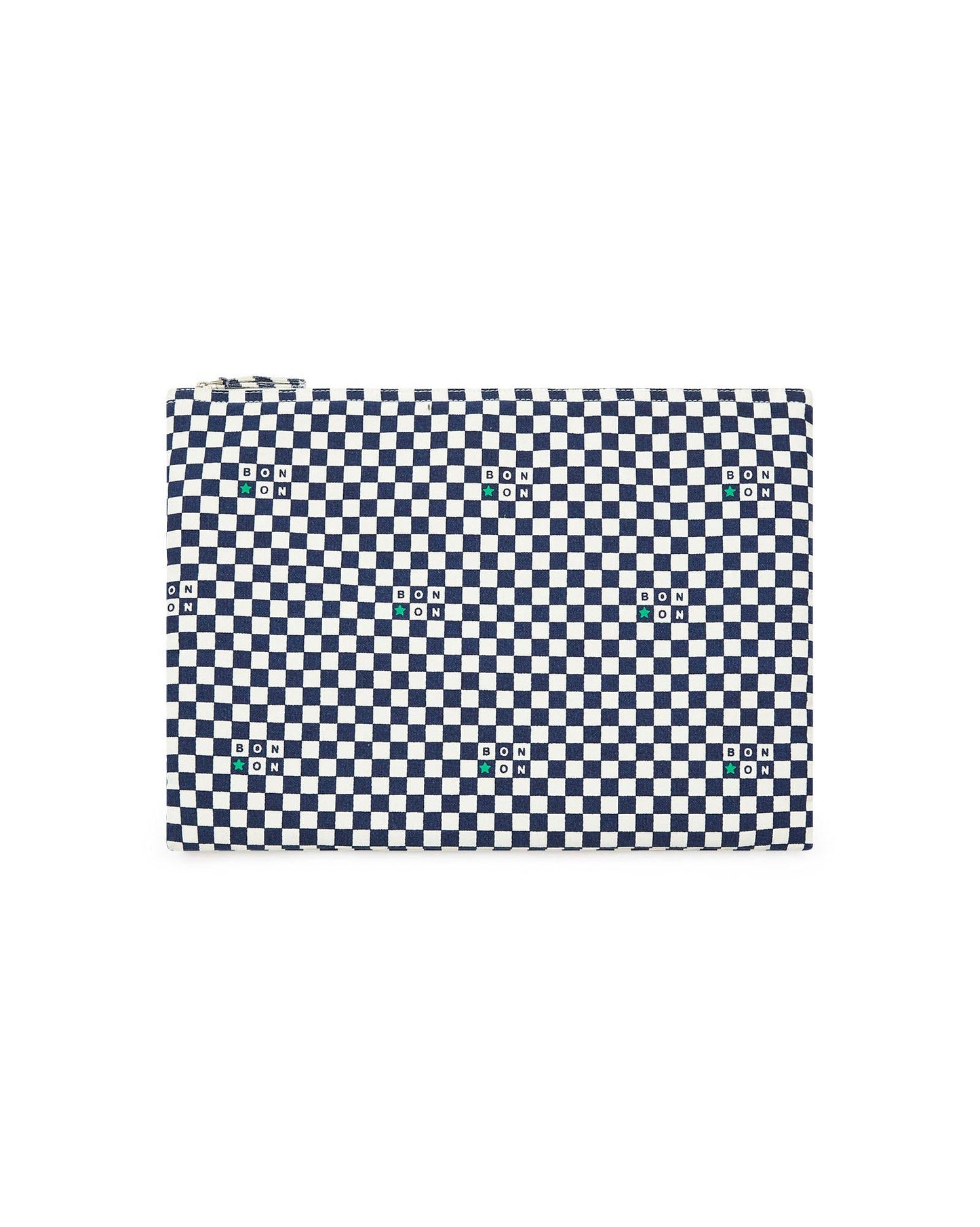 Pochette ordinateur - Sacha damier bleu