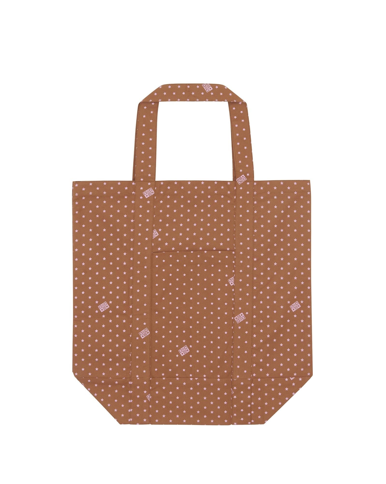 Grand Cabas Etoile marron en toile de coton