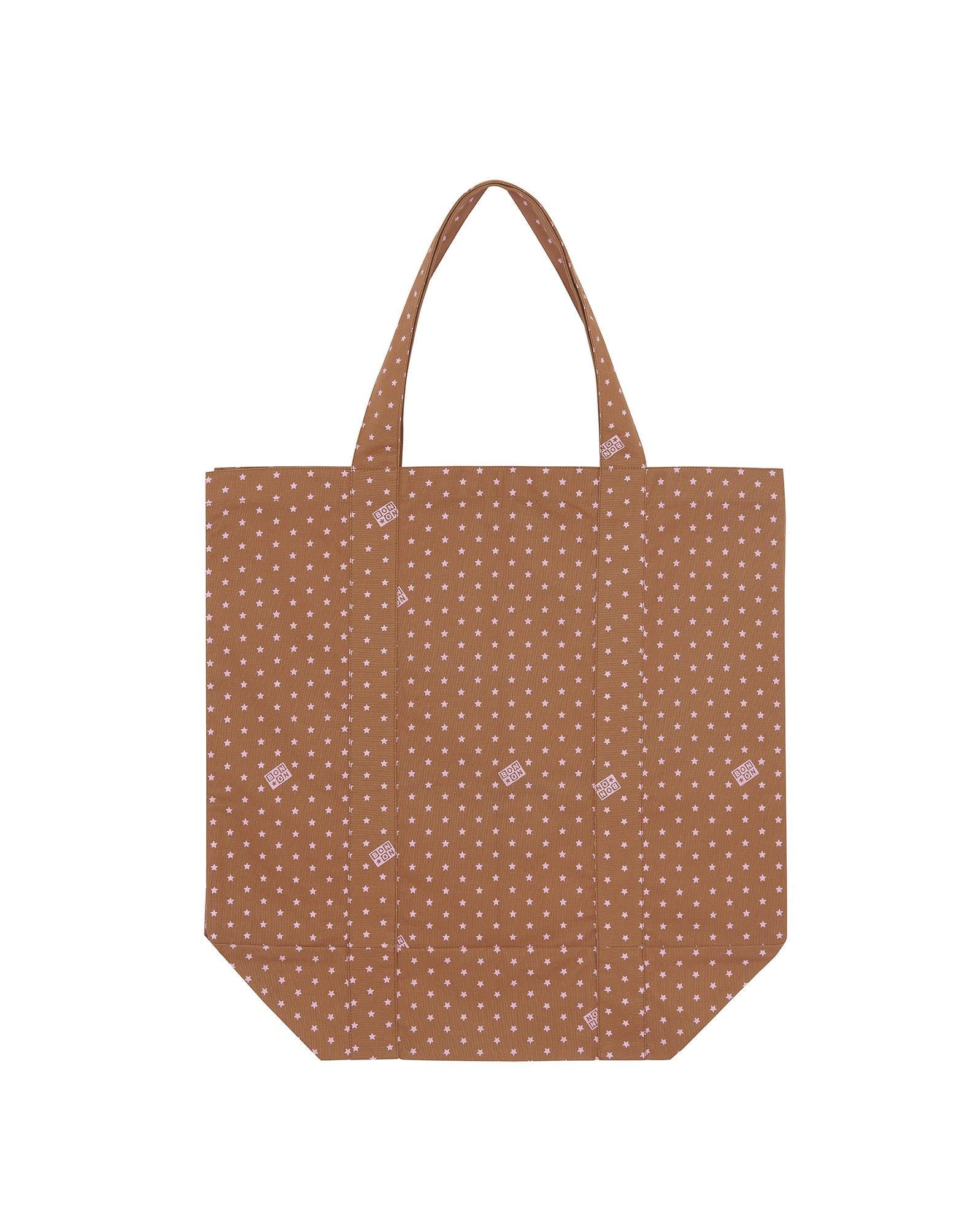 Grand Cabas Etoile marron en toile de coton