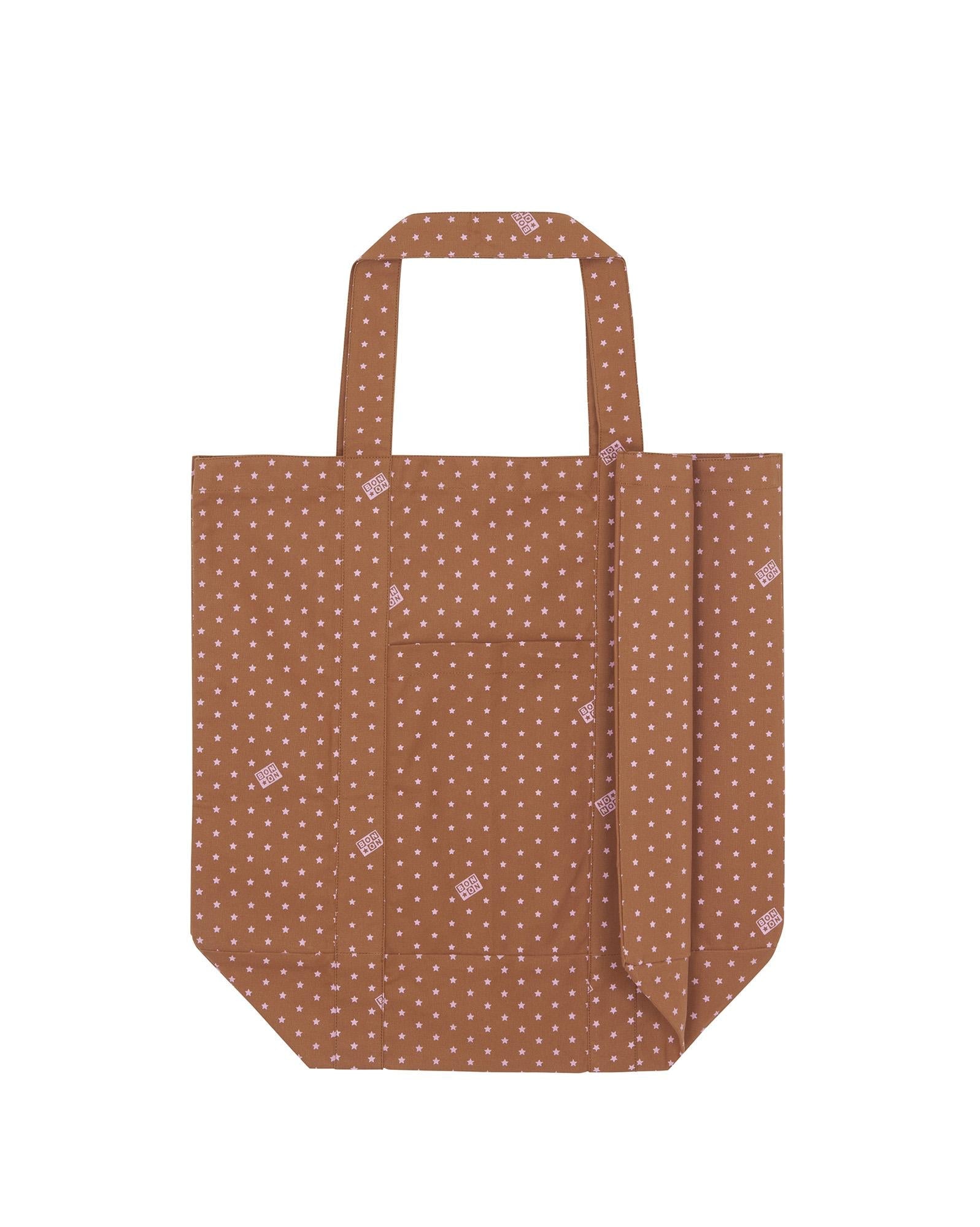 Grand Cabas Etoile marron en toile de coton
