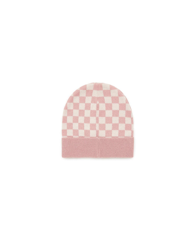 Beanie - checkerboard Pink in jacquard knitting - Image alternative