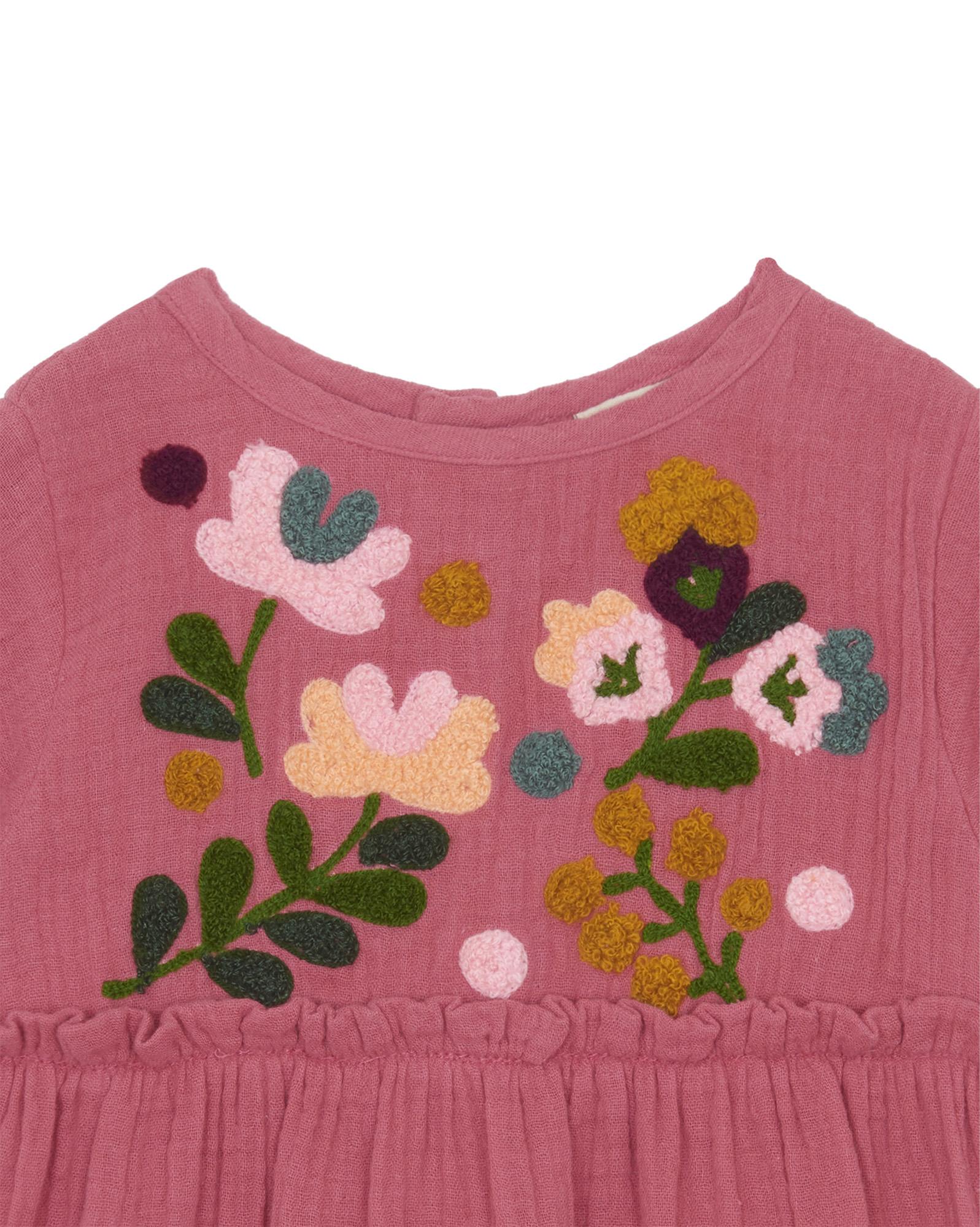 Robe Folie rose bébé en double gaze de coton