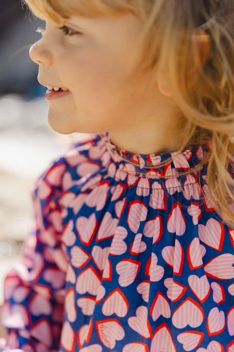 Robe - Dahli bleue Bébé popeline de coton imprimée - Image principale