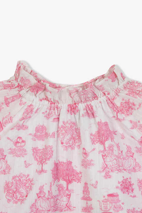 Robe - Dahli rose Bébé coton façonné imp toile jouy - Image principale