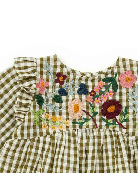 Robe - Sun verte Bébé en lurex imprimé vichy - Image principale