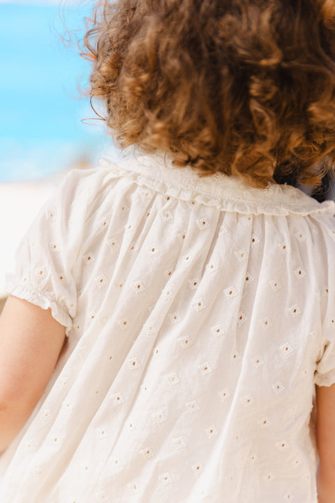 Blouse - Aria blanche Bébé coton façonné - Image principale