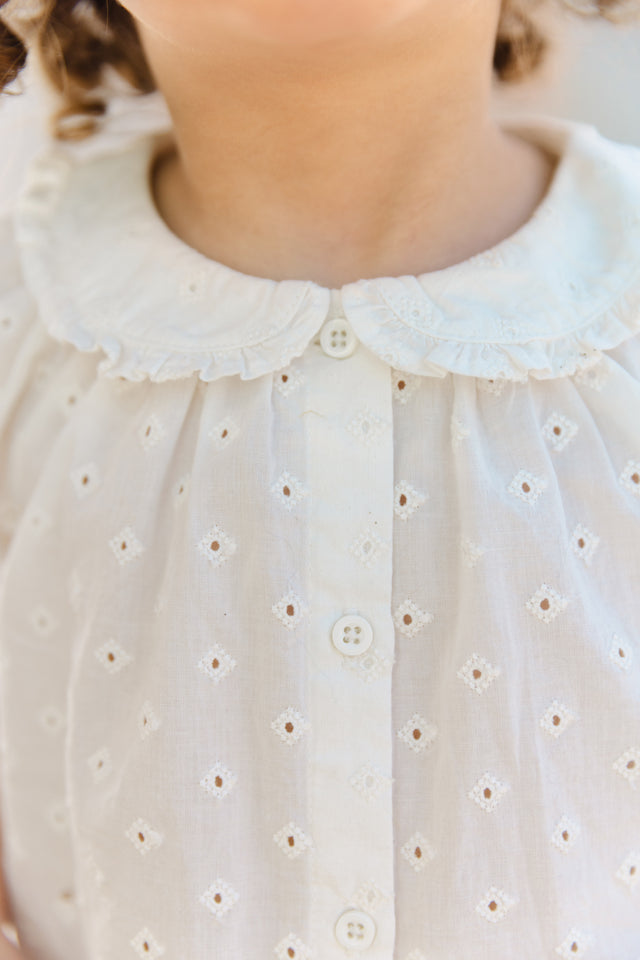 Blouse - Aria blanche Bébé coton façonné - Image alternative