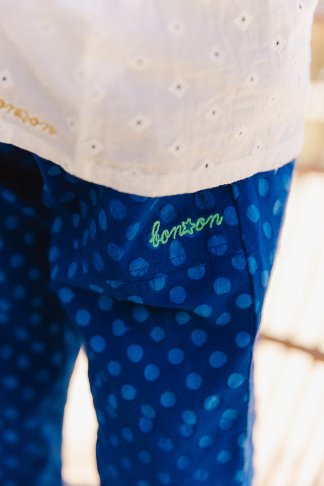 Pantalon - Darius bleu Bébé popeline de coton pois - Image alternative