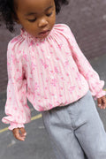 Blouse - Reina Pink Clear striped flowery