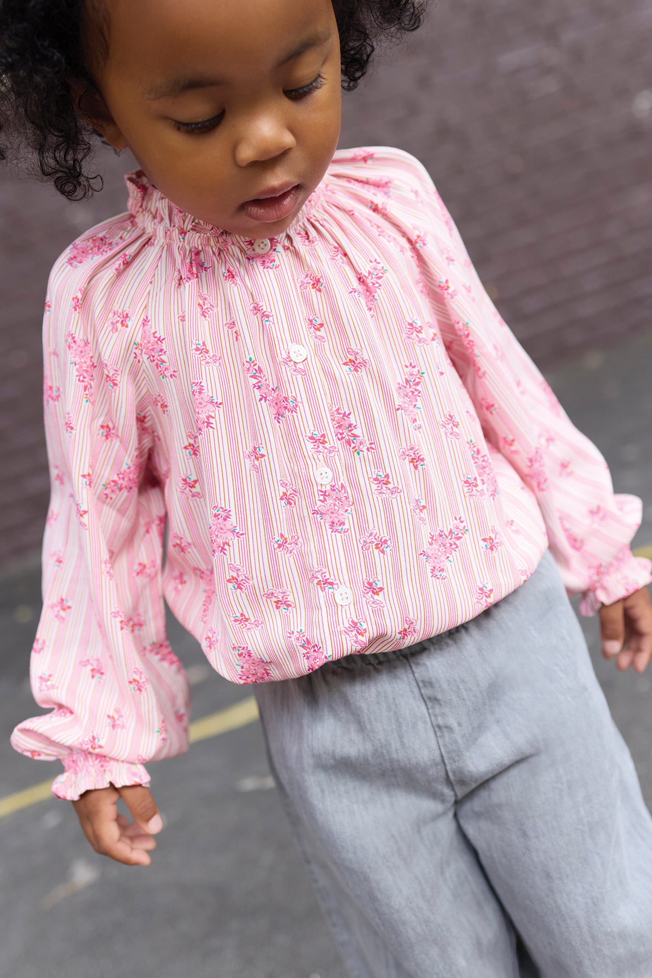 Blouse - Reina Pink Clear striped flowery