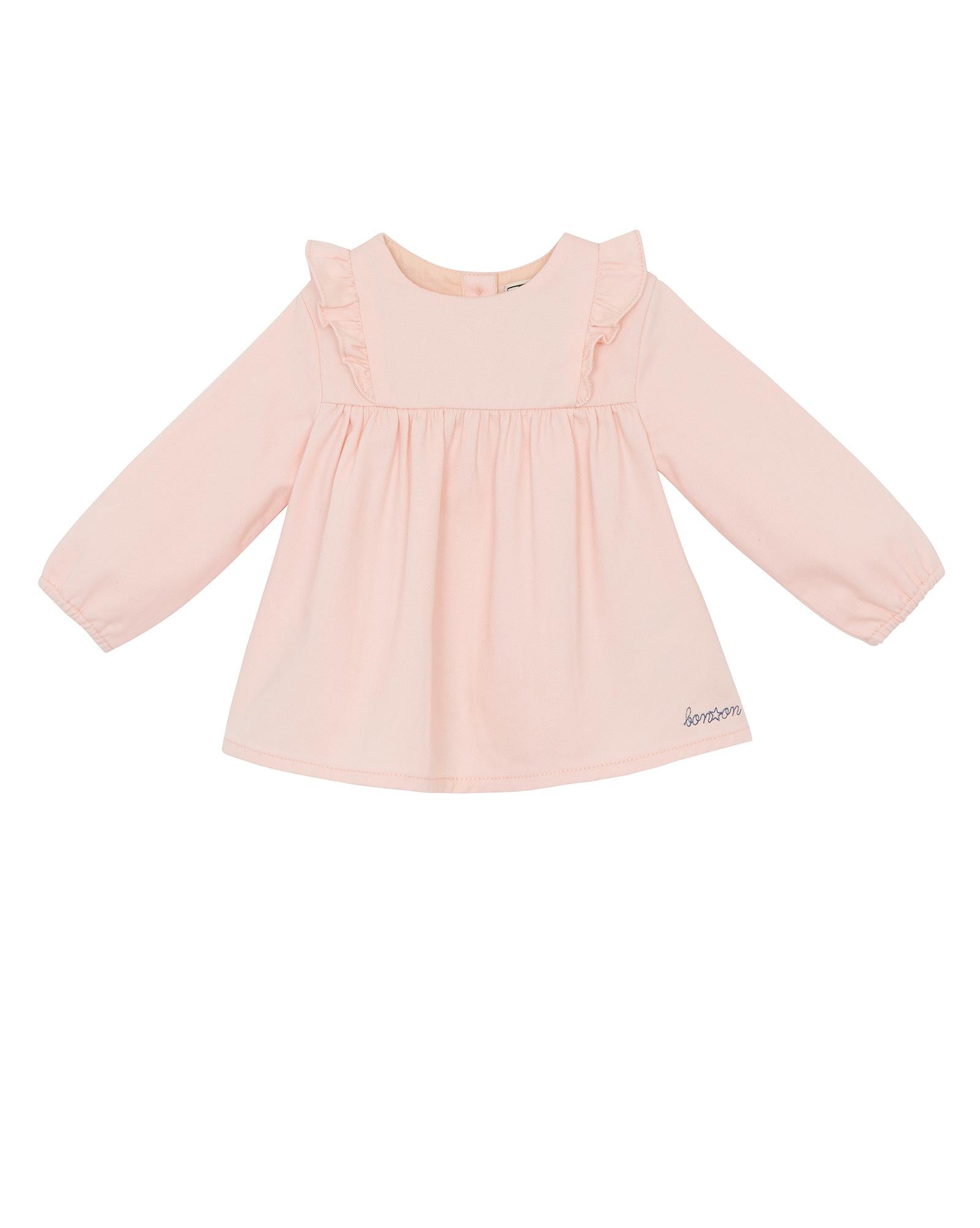 Blouse Sequoia rose Bébé en velours de soie