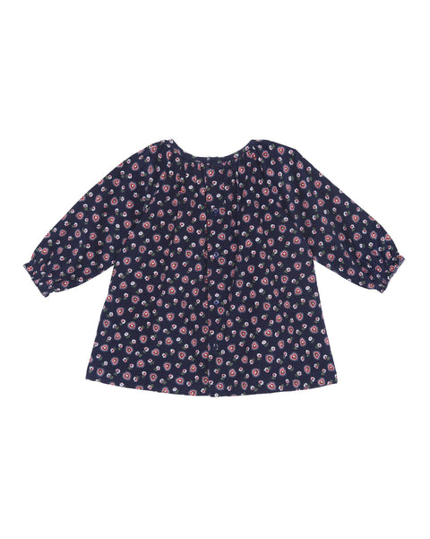 Robe - Frostie bleue bébé en velours imprimé cœurs - Image principale