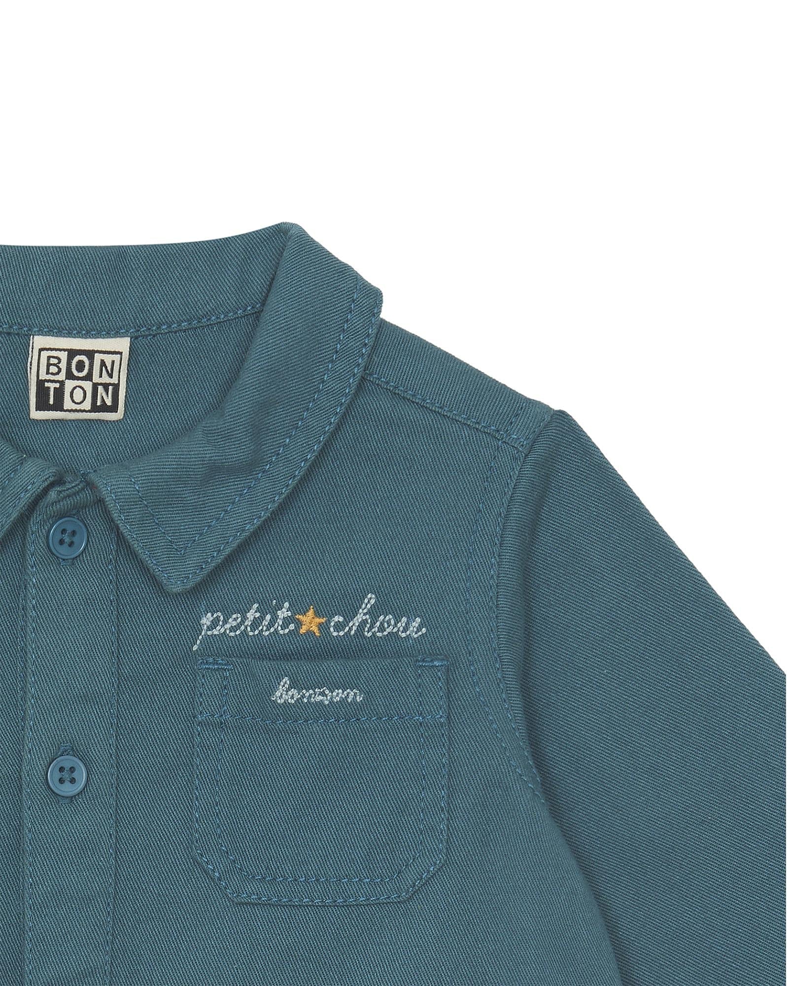 Chemise Inter verte Bébé en twill 100% coton gratté