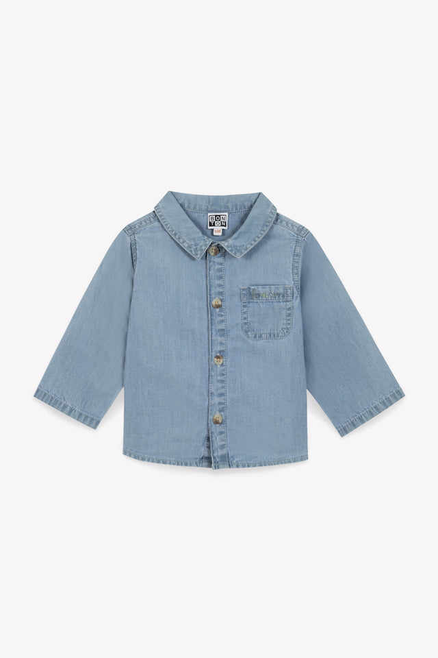 Chemise - Pan bleue Bébé chambray coton - Image principale